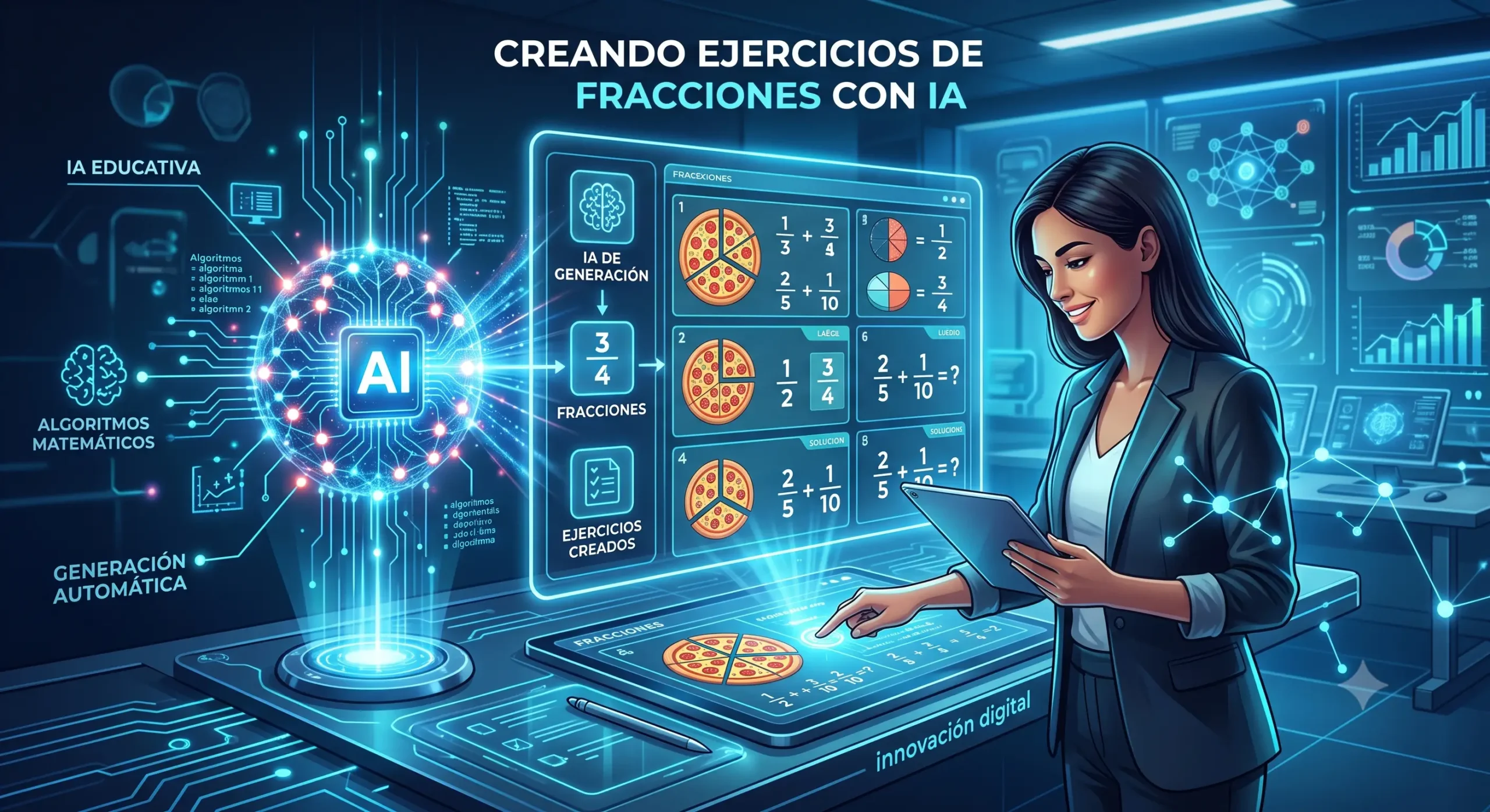 crear ejercicios de fracciones con IA