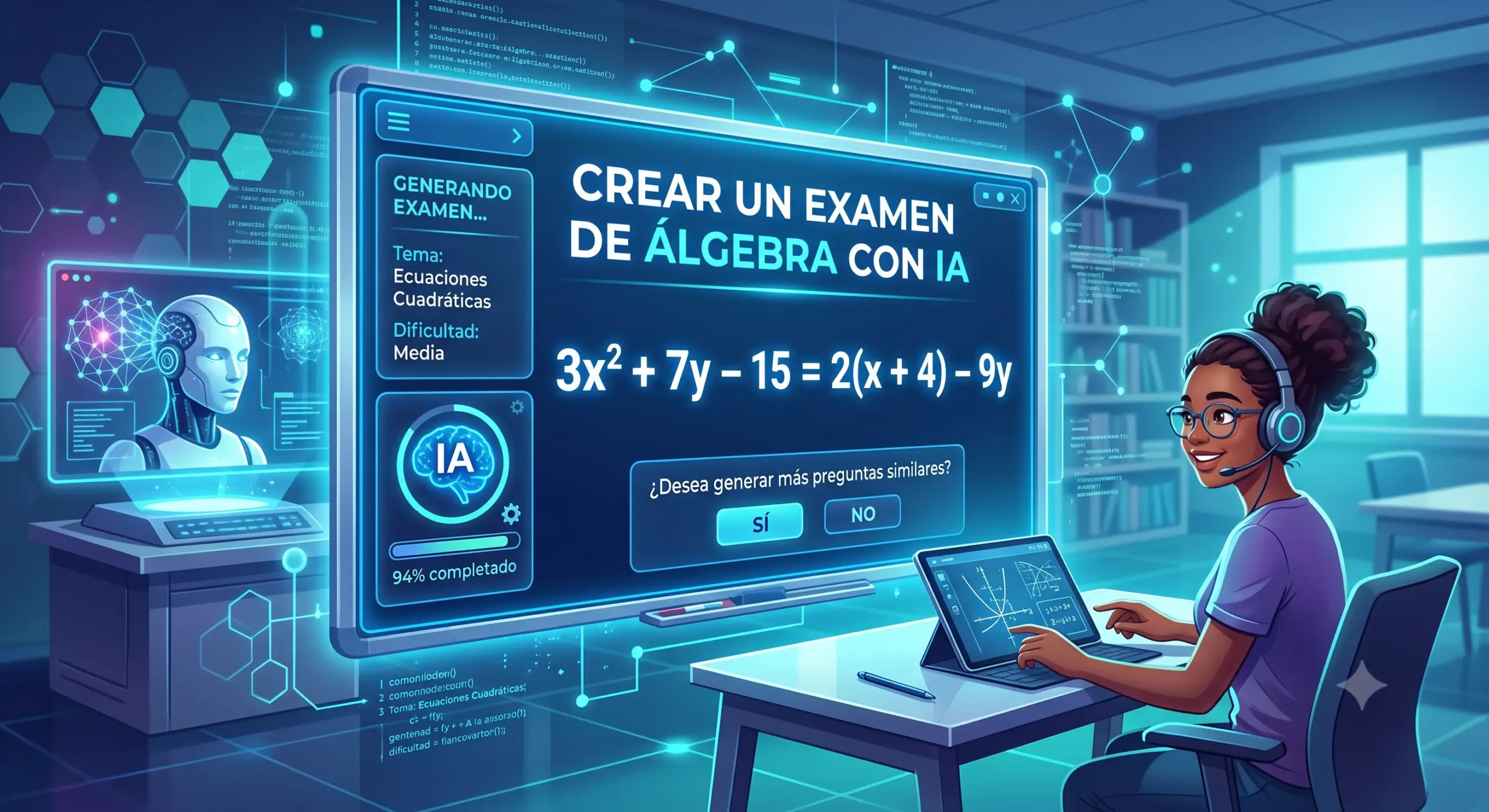 crear un examen de álgebra con IA